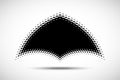 Halftone distort logo. Vector technology emblem. Halftone dots curved gradient pattern texture background