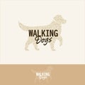 Halftone dog silhouette, walking dogs logo template, dogs trainer emblem, dogs clinic label, retriever vector isolated