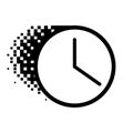 Halftone dot Clock icon. Vector clock icon in dissolved, dotted halftone. Disappearing effect involves square dots