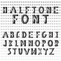 Halftone dots alphabet letters