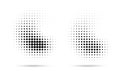 Halftone dots curved gradient pattern texture isolated on white background set. Curve Vector blot half tone illustration Royalty Free Stock Photo