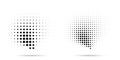 Halftone dots curved gradient pattern texture isolated on white background set. Curve Vector blot half tone illustration Royalty Free Stock Photo