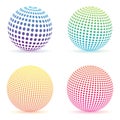 Halftone dots gradient sphere. Colorful round logo set isolated Royalty Free Stock Photo