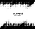 Halftone dotst pattern texture horizontal background. Frame halftone circle zigzag grunge pattern. Vector