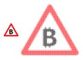 Halftone Dotted Bitcoin Warning Icon