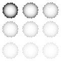 Halftone dotted circles isolated on the white background. Halftone effect vector pattern. Randomly distributed dots for your