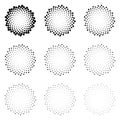 Halftone dotted circles isolated on the white background. Halftone effect vector pattern. Randomly distributed dots for your