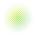 Halftone dotted gradient green circle. Isolated vector dotted spot technology design element