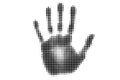 Halftone Dotted Palm Print in Black and White Royalty Free Stock Photo