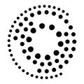 Halftone dotted speed lines circle. Geometric art in circle form. Round swirl movement symbol. Halftone circular dotted