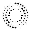 Halftone dotted speed lines circle. Geometric art in circle form. Round swirl movement symbol. Halftone circular dotted