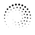 Halftone dotted speed lines circle. Geometric art in circle form. Round swirl movement symbol. Halftone circular dotted
