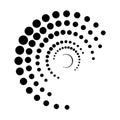 Halftone dotted speed lines circle. Geometric art in circle form. Round swirl movement symbol. Halftone circular dotted
