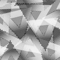 Halftone dotted triangles vector seamless pattern. Abstract digital geometric background. Elegant repeat backdrop with