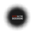 Halftone dotted vector abstract background, dot pattern in circle shape. Black comic banner isolated white backdrop Royalty Free Stock Photo