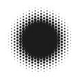 Halftone dotted vector abstract background, dot pattern in circle shape. Black comic banner isolated white backdrop Royalty Free Stock Photo