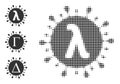 Halftone Dotted Vector Lambda Covid Virus Icon