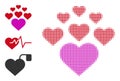 Halftone Dotted Vector Lovely Hearts Icon
