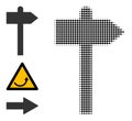 Halftone Dotted Vector Road Pointer Icon