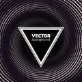 Halftone dotted vortex triangle background. Abstract monochrome vector illustration