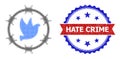 Halftone Dove Jail Icon and Unclean Bicolor Hate Crime Seal