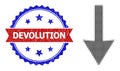 Halftone Down Arrow Icon and Textured Bicolor Devolution Seal