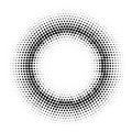 Halftone effect circle frame. Vector round gradient