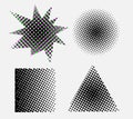 Halftone effect design elements. Black halftone effects shapes. Set of dotted tringle and square