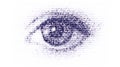 Halftone effect realistic human eye. Dotted vector illustration