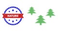 Halftone Forest Icon and Unclean Bicolor Nature Stamp