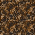 Halftone golden camouflage pattern. Vector shining dots digital camo. Seamless texture Royalty Free Stock Photo