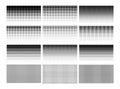 Halftone gradient. Dot gradation pattern. Duotone background, black and white fade texture. Graphic retro effect