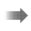 Halftone gradient dots arrow, graphic element, vector illustration