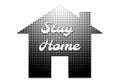 Halftone home icon with text - stay home. Royalty Free Stock Photo