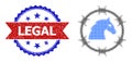 Halftone Horse Jail Icon and Distress Bicolor Legal Watermark