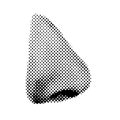 Halftone Human Nose isolated on white background. Side view. Dotted Vector Object Suit For Your Futurism Design