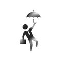 Halftone Icon - Businessman umbrella