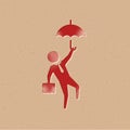 Halftone Icon - Businessman umbrella