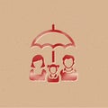 Halftone Icon - Family umbrella