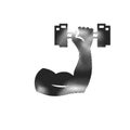 Halftone Icon - Flexed hand muscle with dumbbell