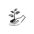 Halftone Icon - Hand holding tree Royalty Free Stock Photo