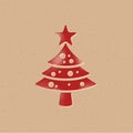 Halftone Icon - Pine tree with snow Royalty Free Stock Photo