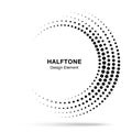 Halftone incomplete circle frame dots logo isolated on white background. Circular halftone part design element. Vector Royalty Free Stock Photo