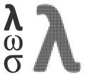 Halftone Dot Vector Lambda Greek Lowercase Letter Icon