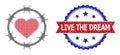 Halftone Love Jail Icon and Textured Bicolor Live the Dream Stamp