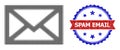 Halftone Mail Envelope Icon and Scratched Bicolor Spam Email Seal Royalty Free Stock Photo