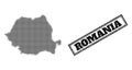 Halftone Map of Romania and Distress Framed Stamp