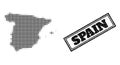 Halftone Map of Spain and Textured Framed Seal Royalty Free Stock Photo