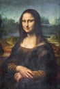 Halftone of the Mistic smile of Mona Lisa portrayed by the Italian artist Leonardo da Vinci at the Louvre Museum Royalty Free Stock Photo