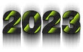 Halftone numbers 2023 on a white background. 2023 calendar header.